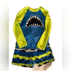 Jumping Beans Blue and Yellow Shark Rashguard Set